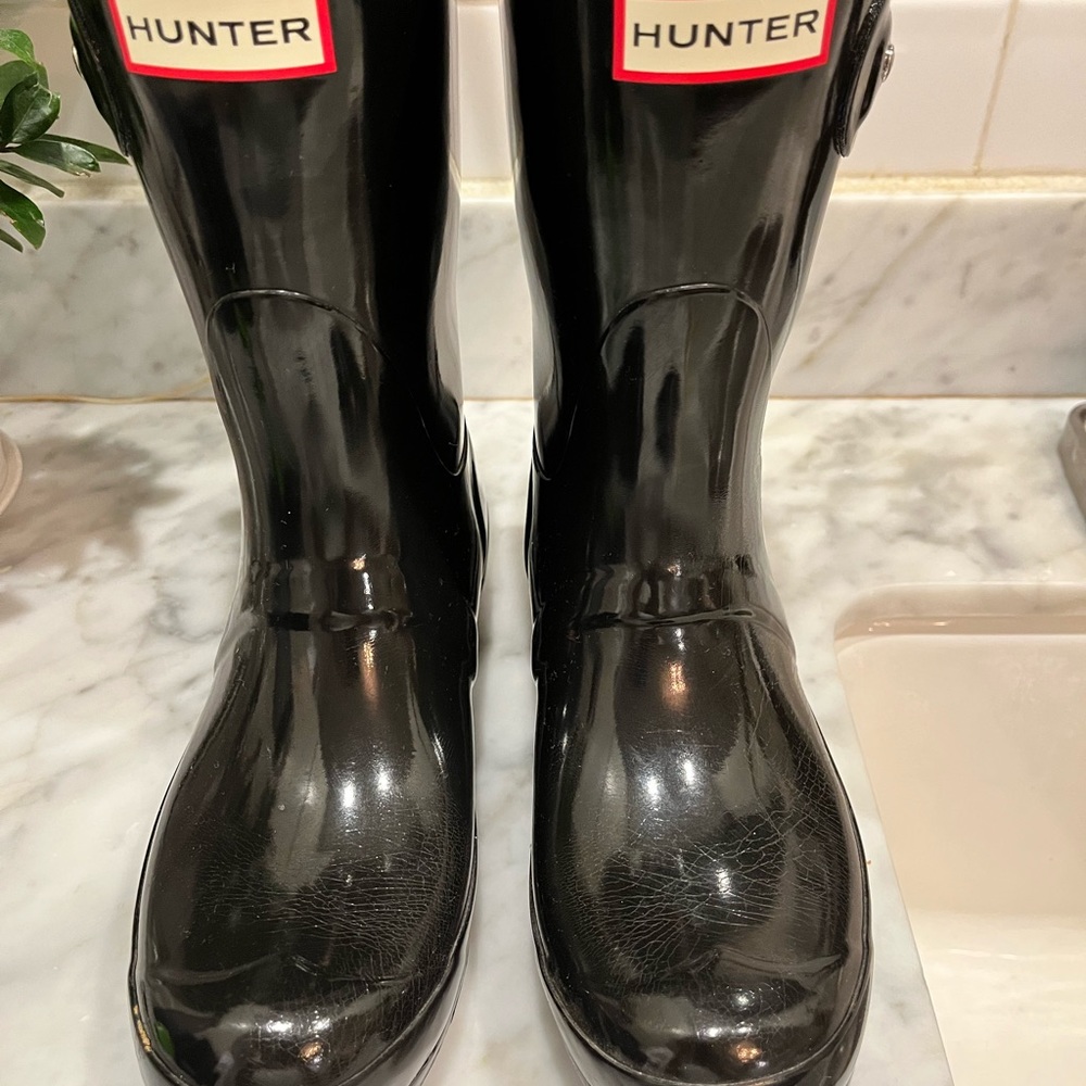 Hunter Boot Original Short Gloss in Black sz6